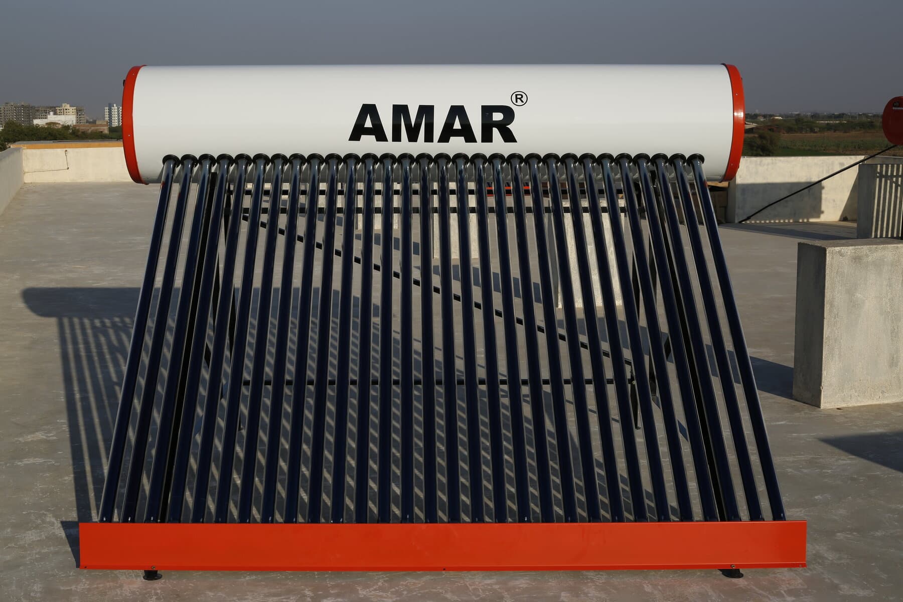 AMAR Solar Water Heater — Side Profile View